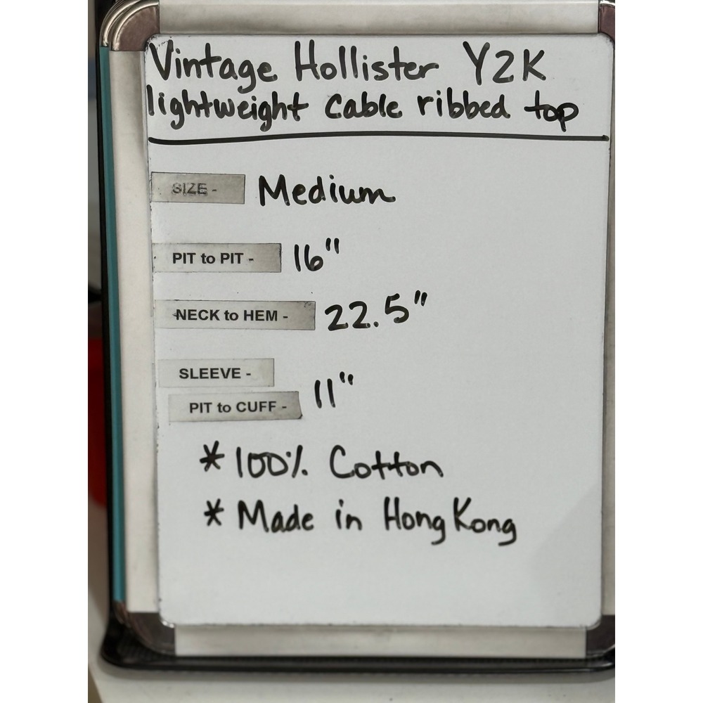 Hollister Henley Top  Medium Teal Blue Y2K Ribbed Cable 3/4 Sleeve - Picture 8 of 8